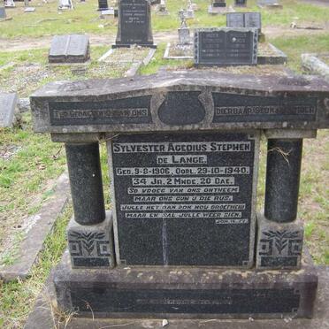 LANGE Sylvester Agedius Stephen, de 1906-1940