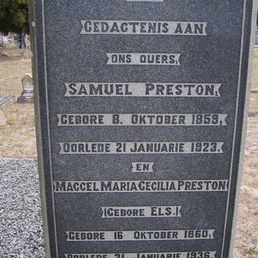 PRESTON Samuel 1859-1923 &amp; Maggel Maria Cecilia ELS 1860-1936