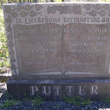 PUTTER Diederik Johannes 1887-1962 &amp; Gesina Sophia HERSELMANN 1889-1959