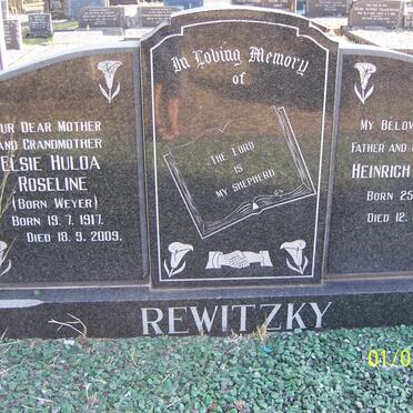 REWITZKY Heinrich Eduard 1910-1981 &amp; Elsie Hulda Roseline WEYER 1917-2009