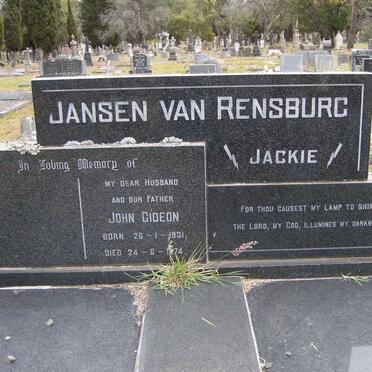 RENSBURG John Gideon, Jansen van 1931-1974