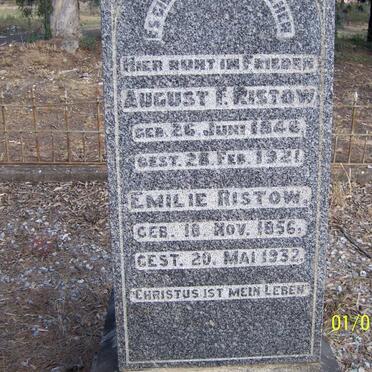 RISTOW August F. 1846-1921 &amp; Emilie 1856-1932