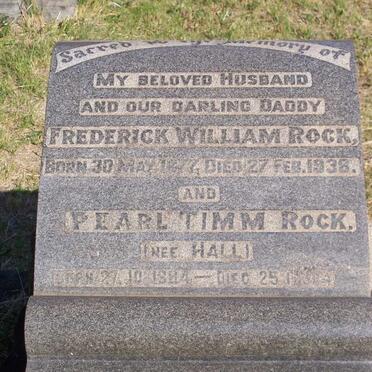 ROCK Frederick William 1877-1938 &amp; Pearl Timm HALL 1884-1934