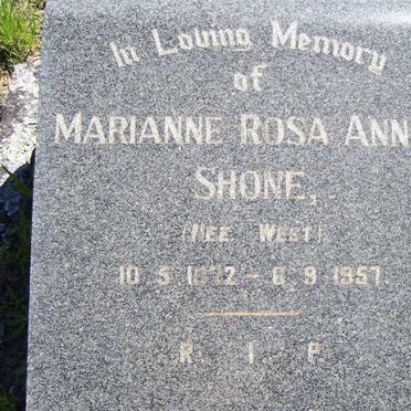 SHONE Marianne Rosa Annie nee WEST 1872-1957