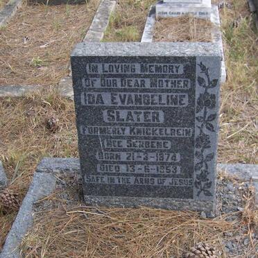 SLATER Ida Evangeline formerly KNICKELBEIN nee SERBENE 1874-1953