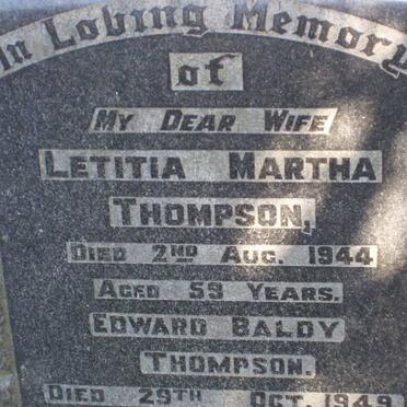 THOMPSON Edward Baldy -1949 &amp; Letitia Martha -1944