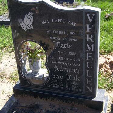 VERMEULEN Adriaan van Wyk 1926-1997 &amp; Marie 1928-1995