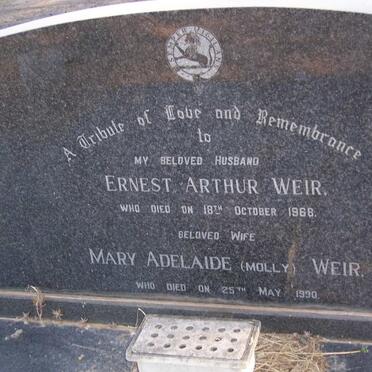WEIR Ernest Arthur -1968 &amp; Mary Adelaide -1990