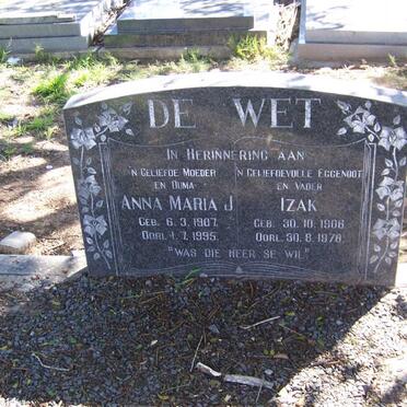WET Izak, de 1906-1978 &amp; Anna Maria J. 1907-1995