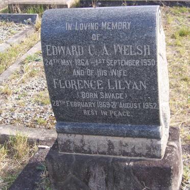 WELSH Edward C.A. 1864-1950 &amp; Florence Lilyan SAVAGE 1869-1952