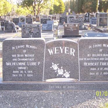 WEYER Herbert Friedrich 1912-1984 &amp; Wilhelmine Luise P. MINNIE 1914-1994