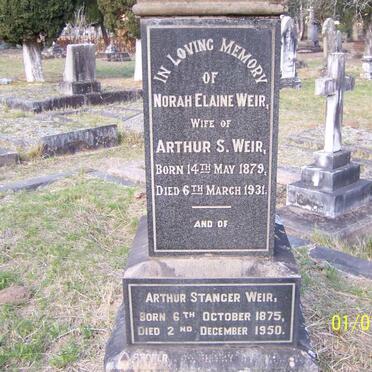 WEIR Arthur Stanger 1875-1950 &amp; Norah Elaine 1879-1931