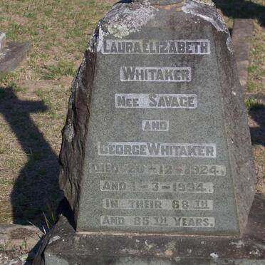 WHITAKER George -1934 &amp; Laura Elizabeth SAVAGE -1924