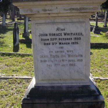 WHITAKER John Horance 1883-1925 &amp; Grace Edith Ida 1883-1966