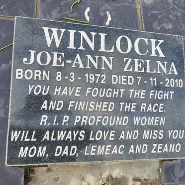 WINLOCK Joe-Ann Zelna 1972-2010