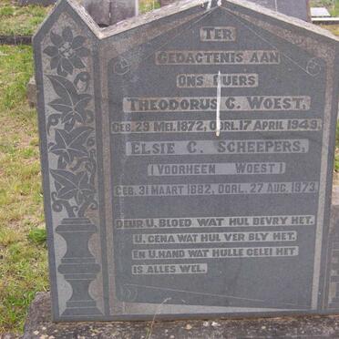 WOEST Theodorus C. 1872-1949 &amp; Elsie C. SCHEEPERS formerly WOEST 1882-1973