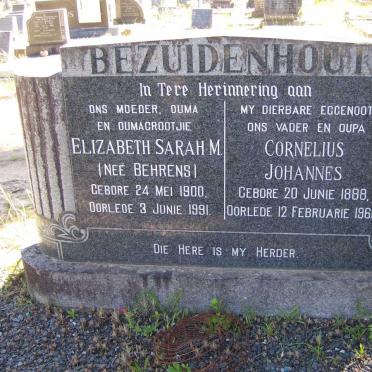 BEZUIDENHOUT Cornelius Johannes 1888-1966 &amp; Elizabeth Sarah M. nee BEHRENS 1900-1991