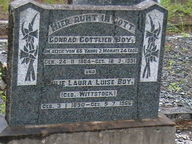 BOY Conrad Gottlieb 1884-1951 & ? Laura Luise WITTSTOCK 1890-1966