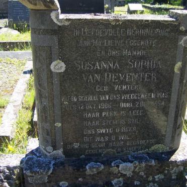 DEVENTER Susanna Sophia, van nee VENTER 1906-1954