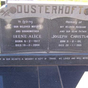 DUSTERHOFT Joseph Christian 1911-1965 &amp; Irene Alice 1917-2004