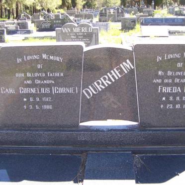 DURRHEIM Carl Cornelius 1912-1986 &amp; Frieda Lily 1922-1983