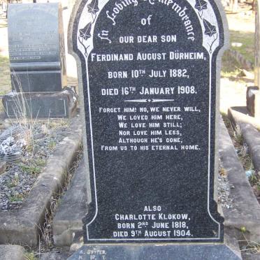 DURHEIM Ferdinand August 1882-1908