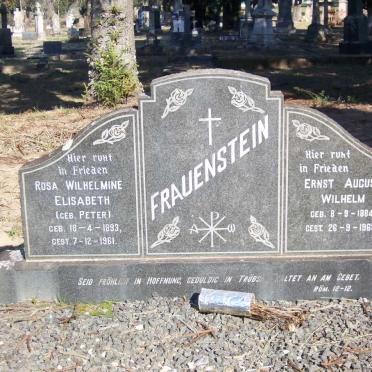 FRAUENSTEIN Ernst August Wilhelm 1884-1965 &amp; Rosa Wilhelmine Elisabeth PETER 1893-1961