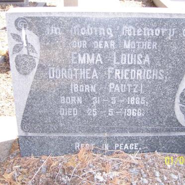FRIEDRICHS Emma Louisa Dorothea nee PAUTZ 1885-1966
