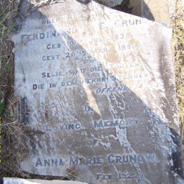 GRUNOW Ferdinand E.E. 1838-1898 &amp; Anna Marie -1922