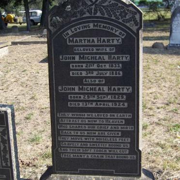 HARTY John Micheal 1829-1924 &amp; Martha 1833-1886