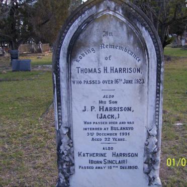 HARRISON Thomas H. -1923 :: HARRISON J.P. (Jack) -1931 :: HARRISON Katherine nee SINCLAIR -1950