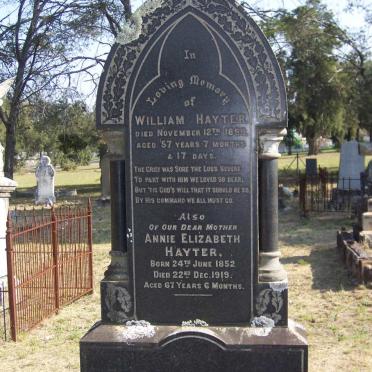 HAYTER William -1899 &amp; Annie Elizabeth 1852-1919