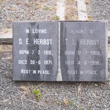 HERBST T.L. 1910-1971 &amp; S.E. 1908-1996