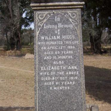 HIGGS William -1898 &amp; Elizabeth Ann -1919