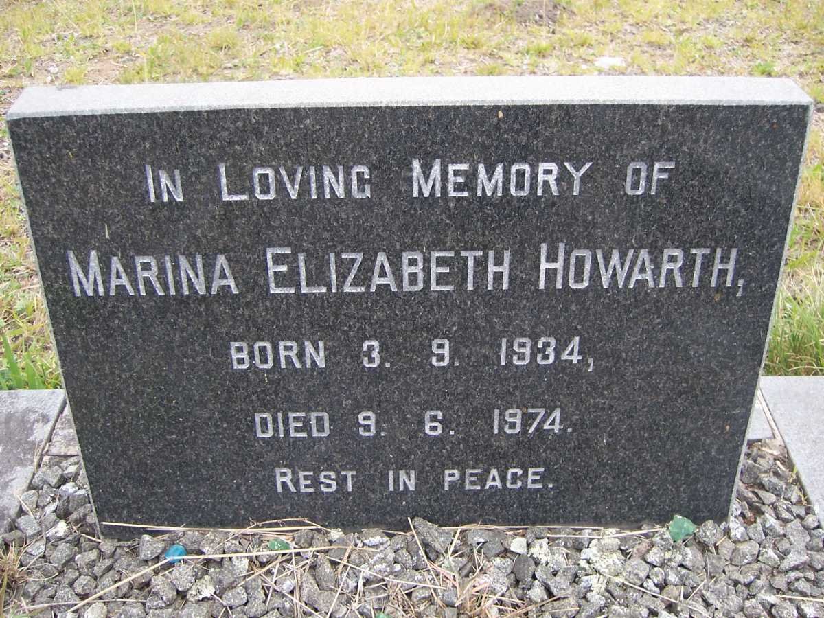 HOWARTH Marina Elizabeth 1934-1974