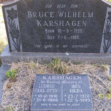 KARSHAGEN Ludwig Carl Otto 1916-1998 &amp; Iris Hilda 1920-1999 :: KARSHAGEN Bruce Wilhelm 1939-1960