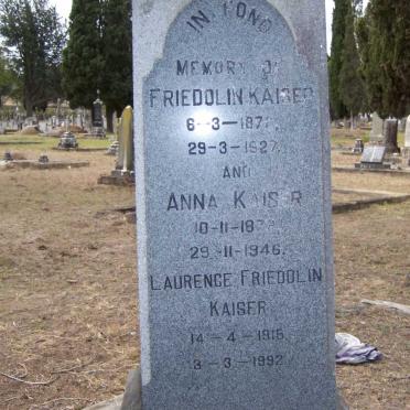 KAISER Friedolin 1872-1927 &amp; Anna 187?-1946 :: KAISER Laurence Friedolin 1915-1992