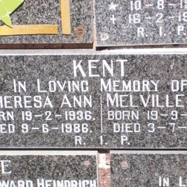 KENT Melville E. 1927-1992 &amp; Theresa Ann 1936-1986
