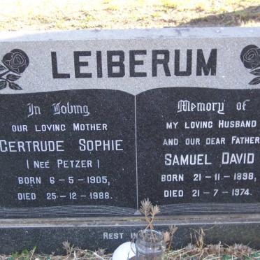 LIEBERUM Samuel David 1898-1974 &amp; Gertrude Sophie PETZER 1905-1988