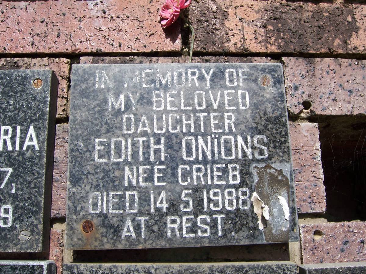 ONIONS Edith nee GRIEB -1988