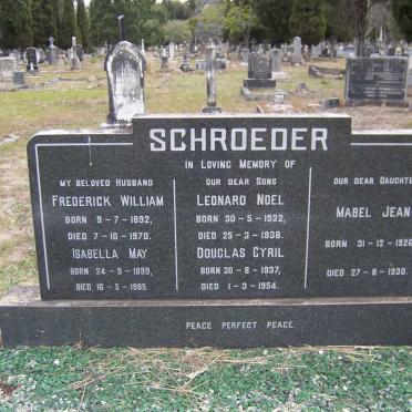 SCHROEDER Frederick William 1892-1970 &amp; Isabella May 1899-1985