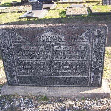 SCHWAN Herman Ferdinand Carl 1863-1948 &amp; Mathilde Emilie Johanne PAPER 1872-1957