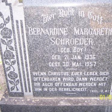 SCHROEDER Bernadine Margaretha nee BOY 1936-1957