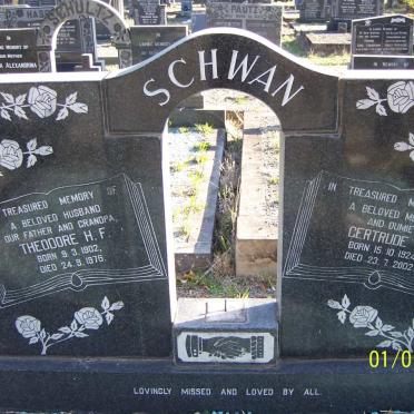 SCHWAN Theodore H.F. 1902-1976 &amp; Gertrude M. 1924-2002