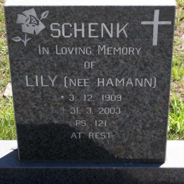 SCHENK Lily nee HAMANN 1909-2003