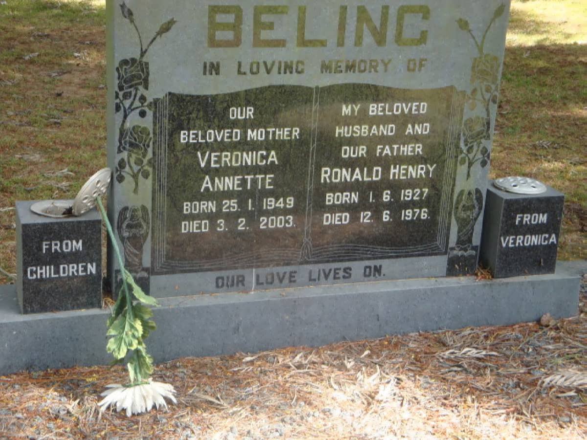 BELING Ronald Henry 1927-1976 &amp; Veronica Annette 1949-2003