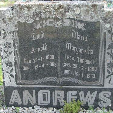 ANDREWS David Arnold 1880-1965 &amp; Maria Margaretha THERON 1880-1953