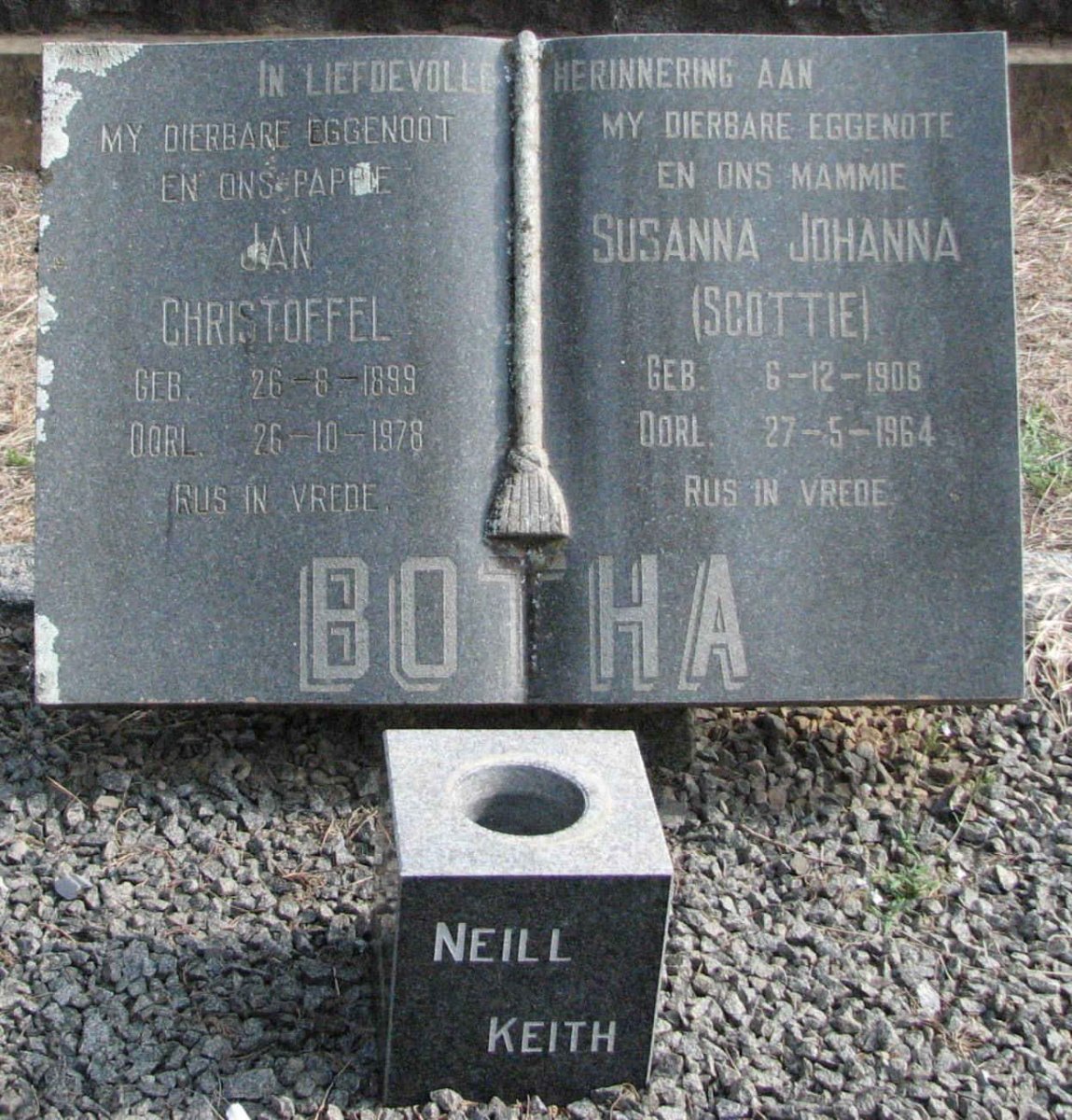 BOTHA Jan Christoffel 1899-1978 &amp; Susanna Johanna 1906-1964