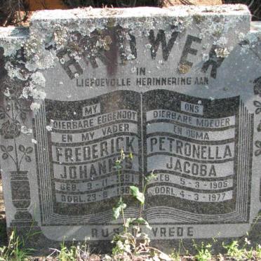 BROWER Frederick Johannes 1891-1961 &amp; Petronella Jacoba 1905-1977