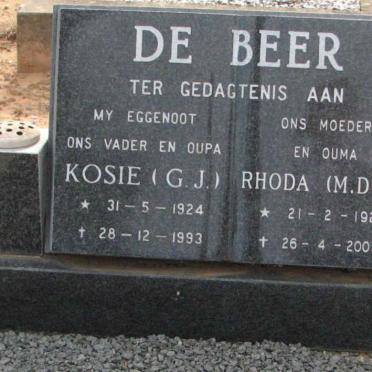 BEER G.J., de 1924-1993 &amp; M.D.E. 1928-2001